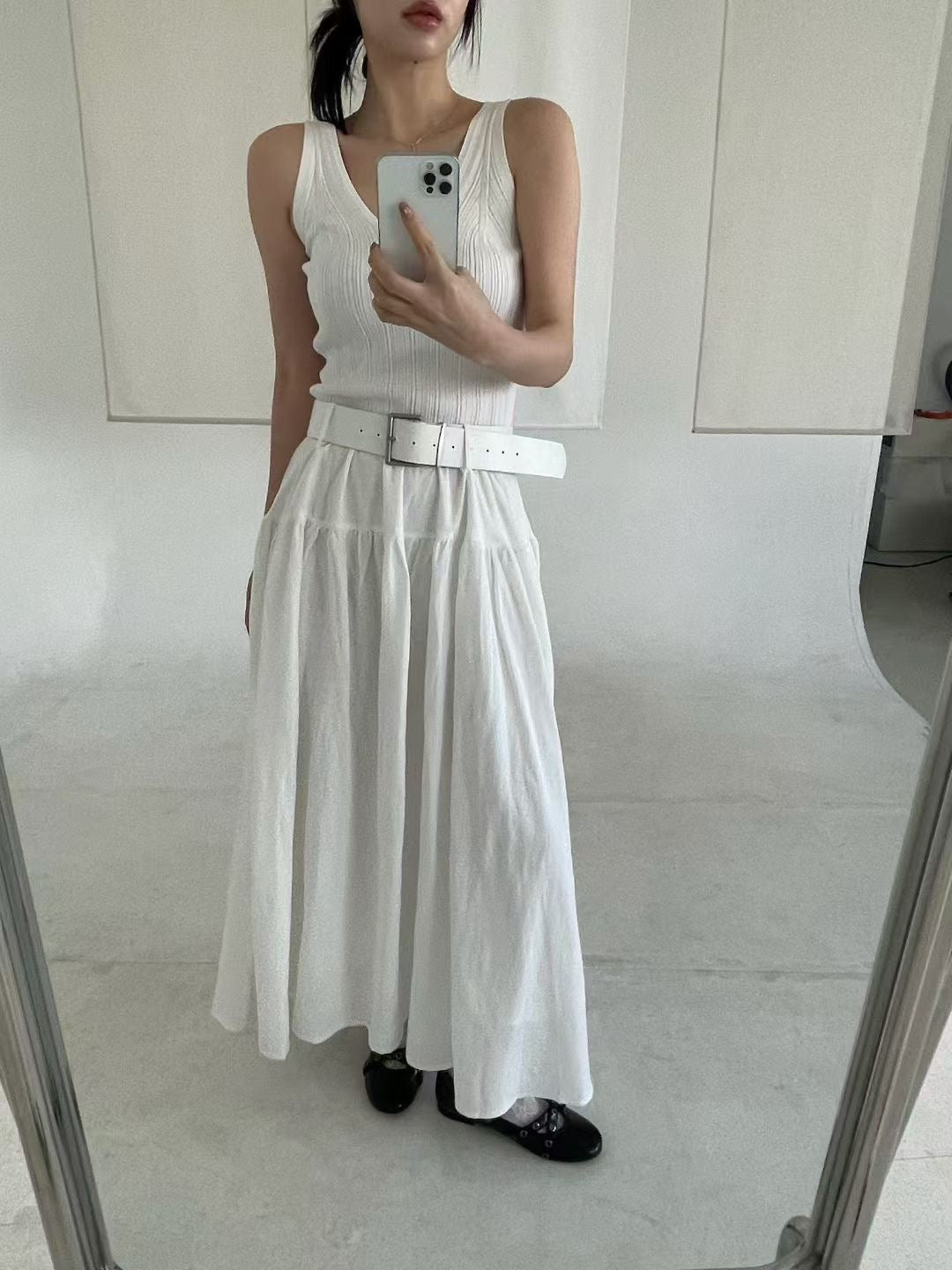 with belt knitted dress