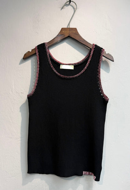 Tweed collar knit tank #00664
