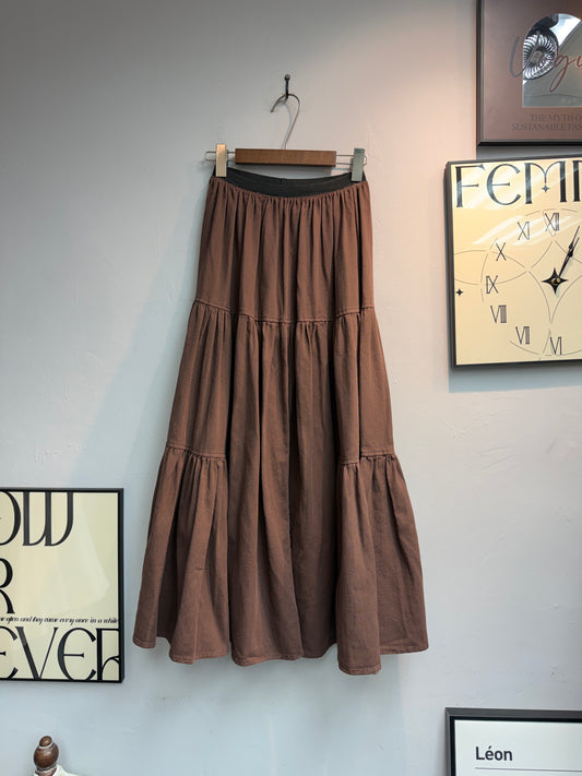 （-50% off)full elastic linen skirt
