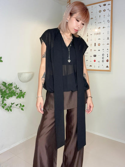 Tie collar chiffon blouse #00704
