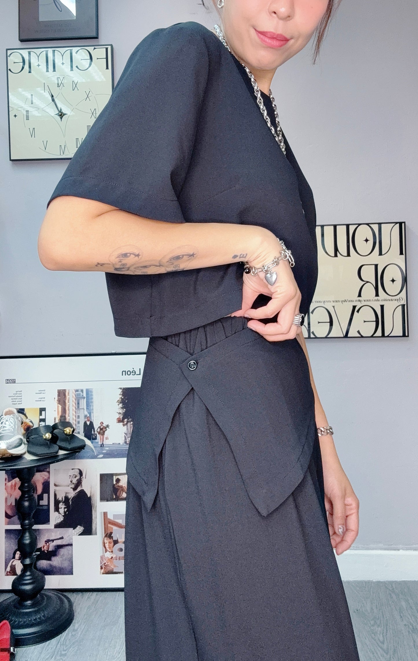 Plain short sleeve top x pants set #00621