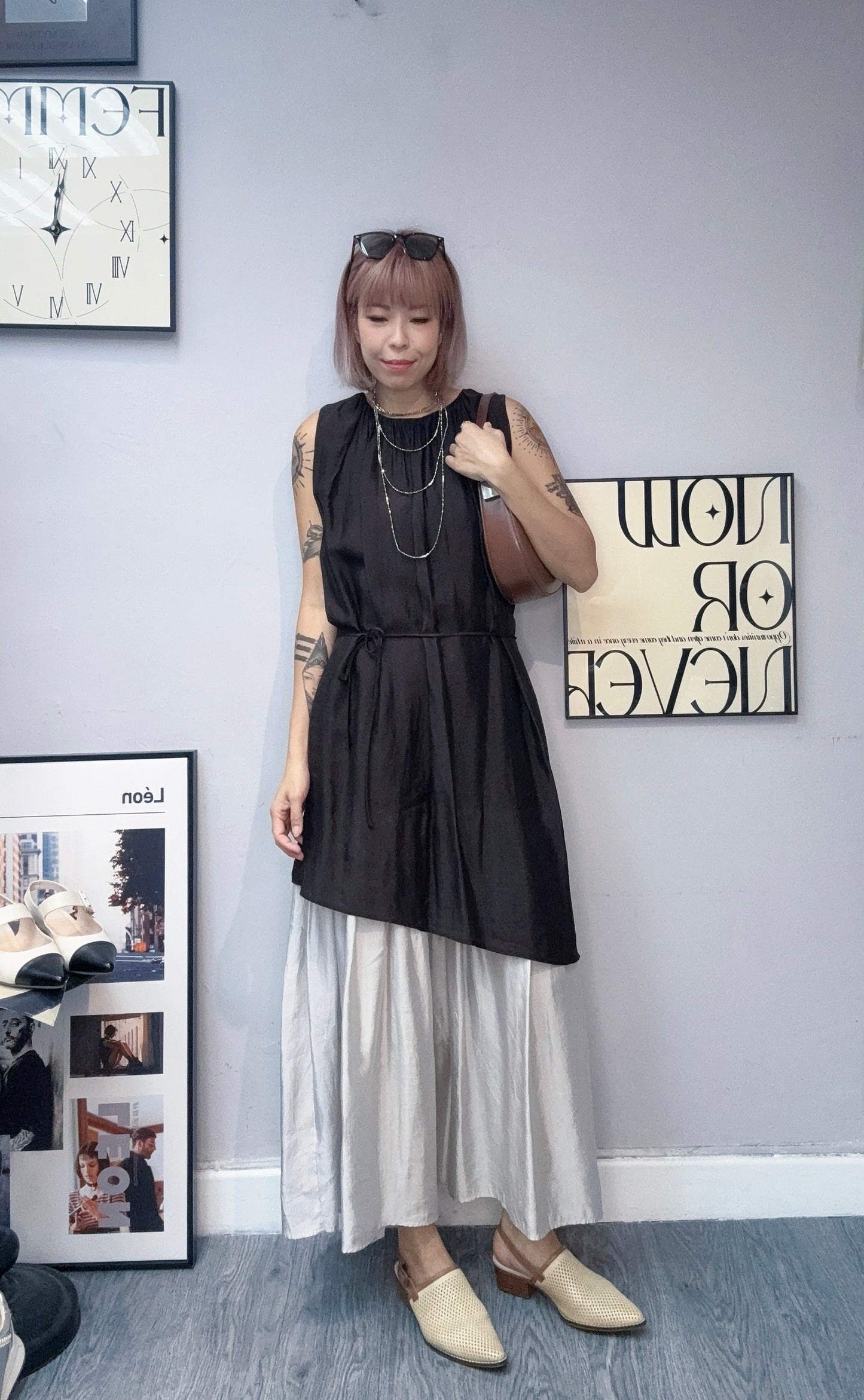 (-20%)Silky fake two pieces one piece #00830