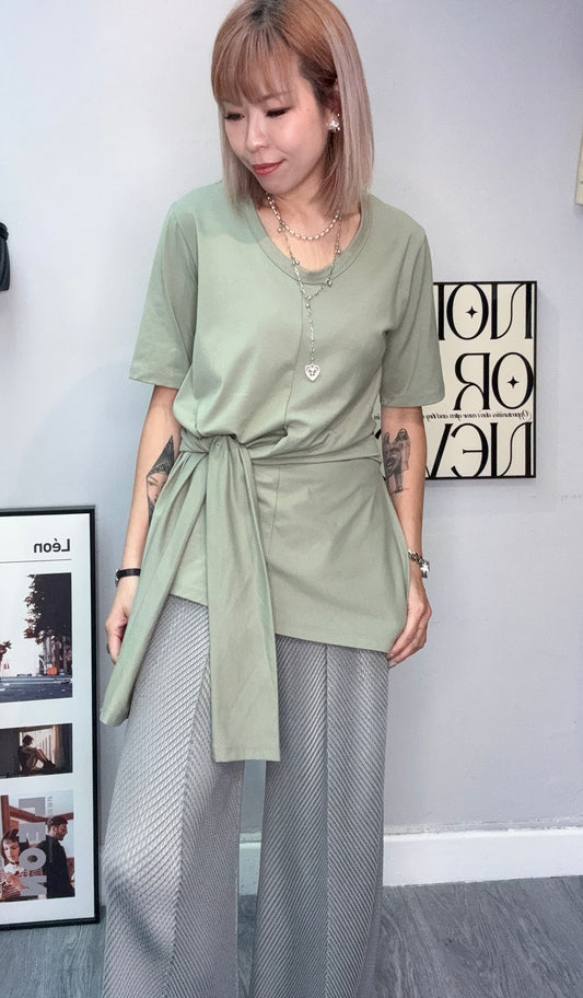 Side tie plain tee #00697