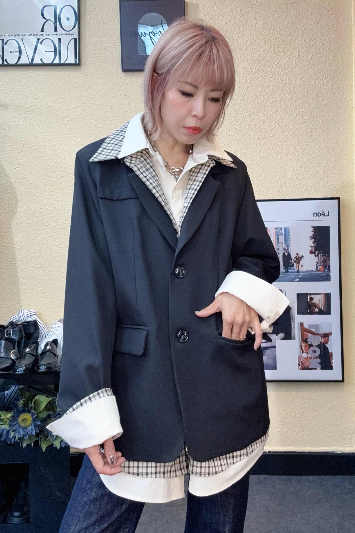 Layering loose blazer #00922