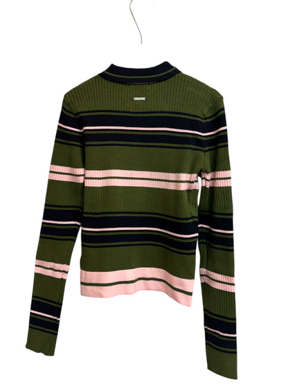 Striped fine knit cardigan