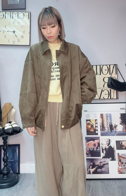 (-20%off)Suede effect bomber jacket #00248