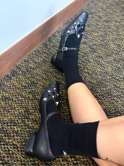 Calfskin Rockstud mary Janes