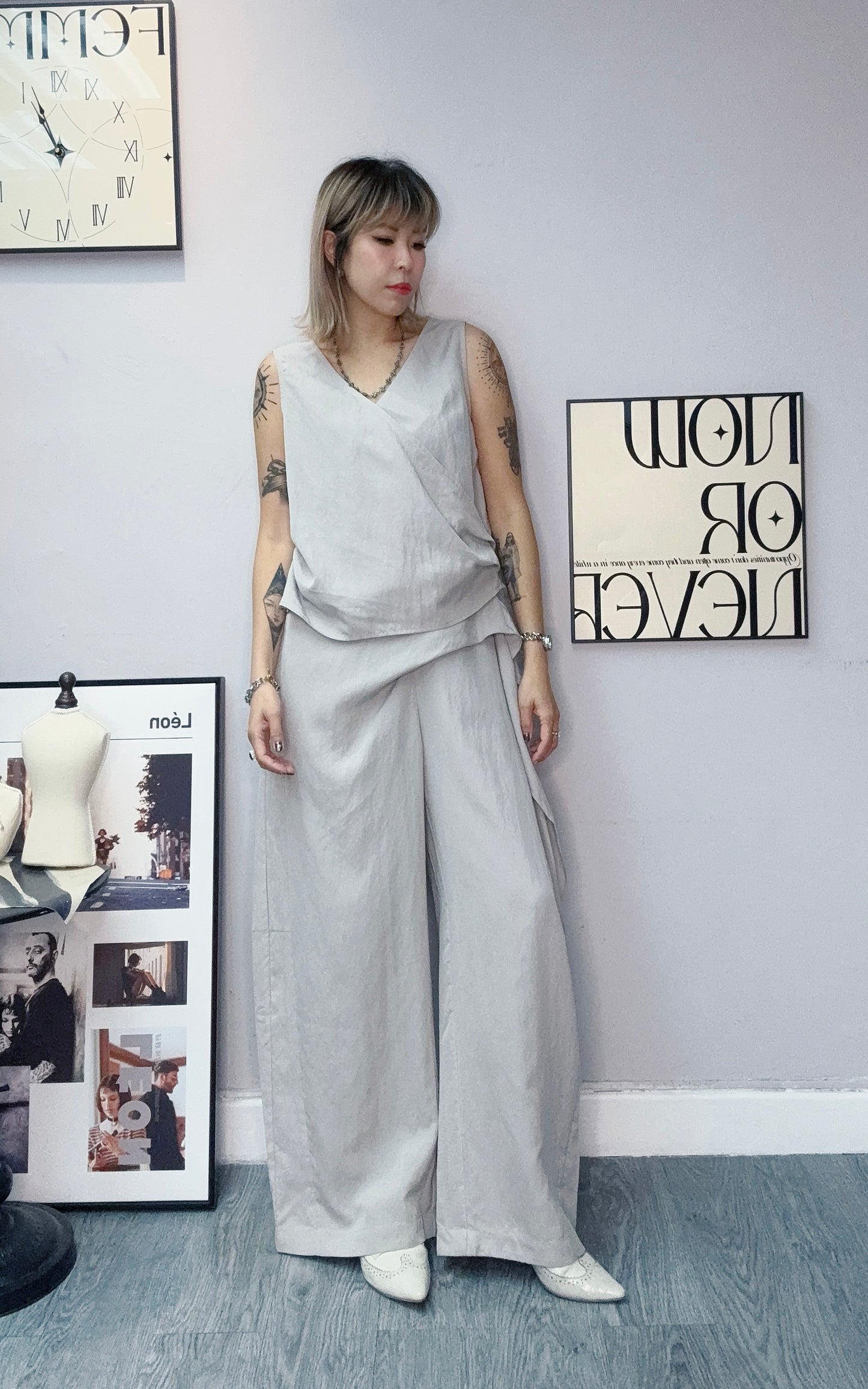 V neck tank top X pants set #00558