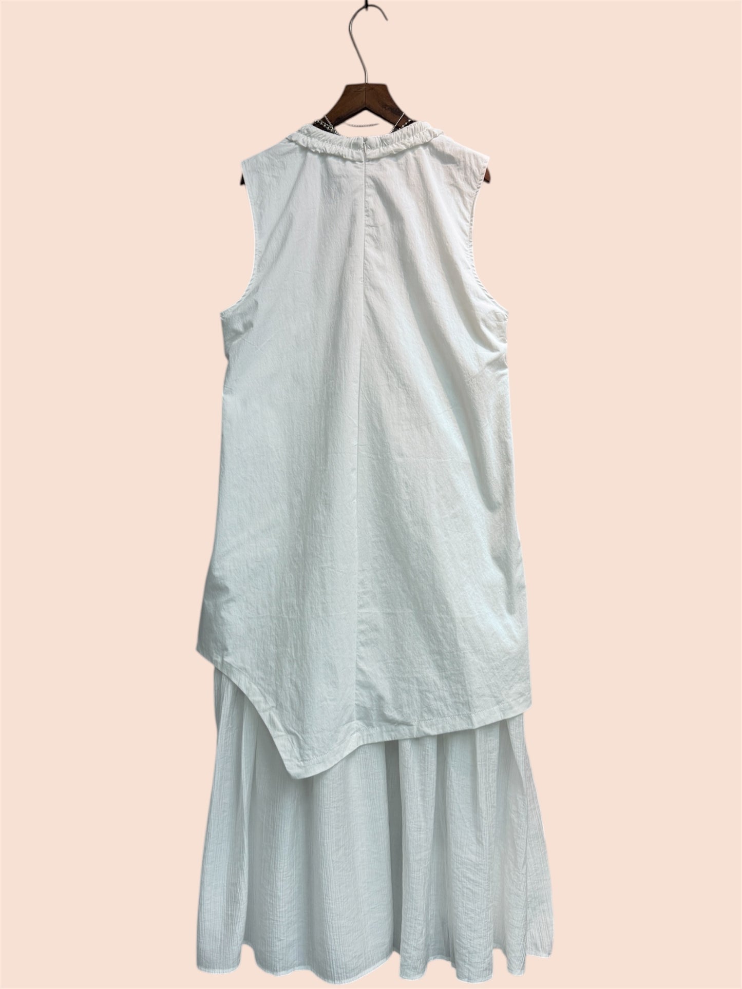 V ruffle neck two tone vest one piece #00480
