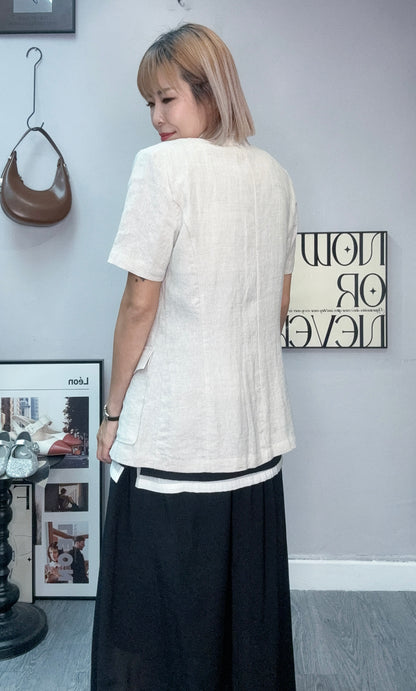 Plain linen slim blazer #00792