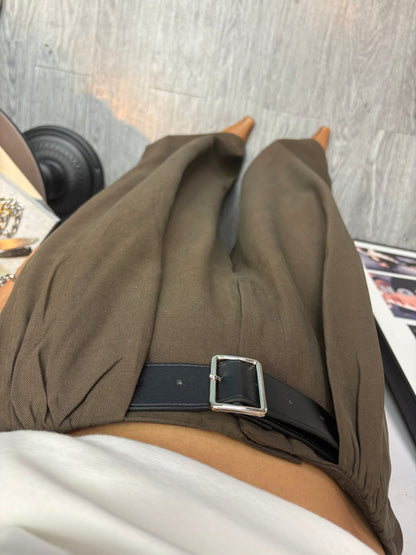 High waist Belt pants