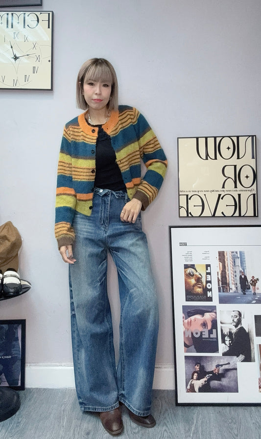 (-20%off)Stripe knit short cardigran #00276