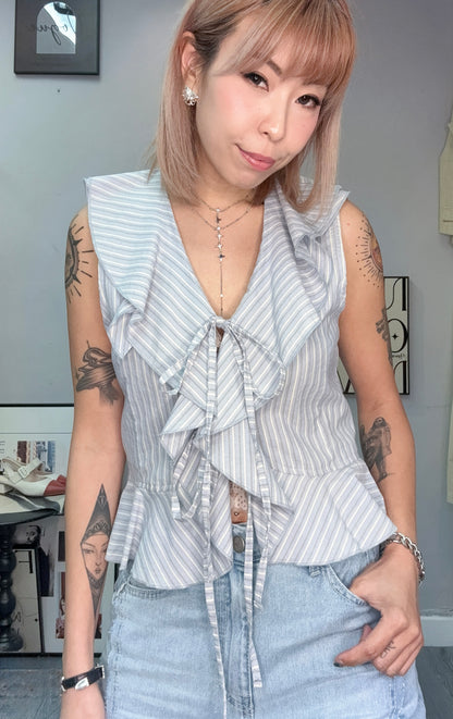 Front ruffle vest shirt #00582