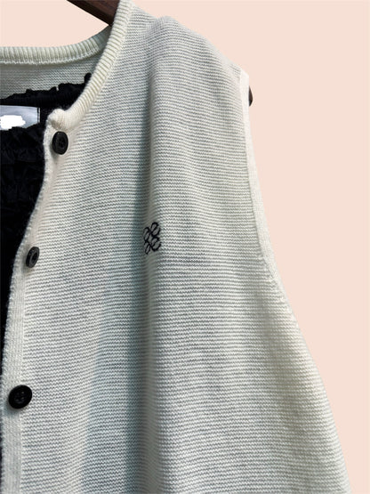 Round collar with logo knit vest cardigan #00338