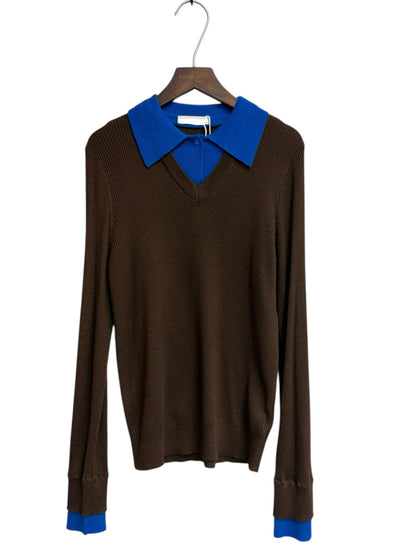 Fake two piece rib knit top