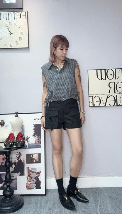 Mini checked vest shirt #00580