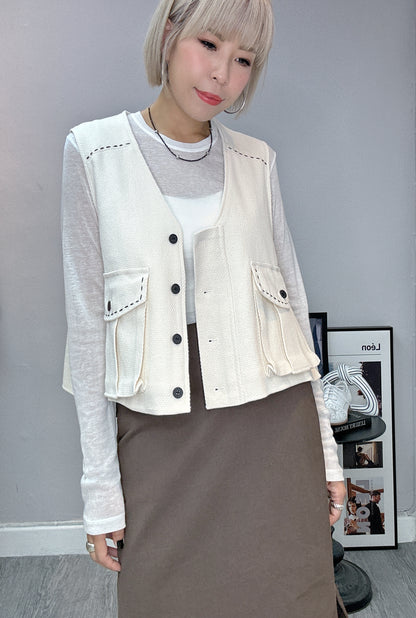 Tweed pocket vest outer