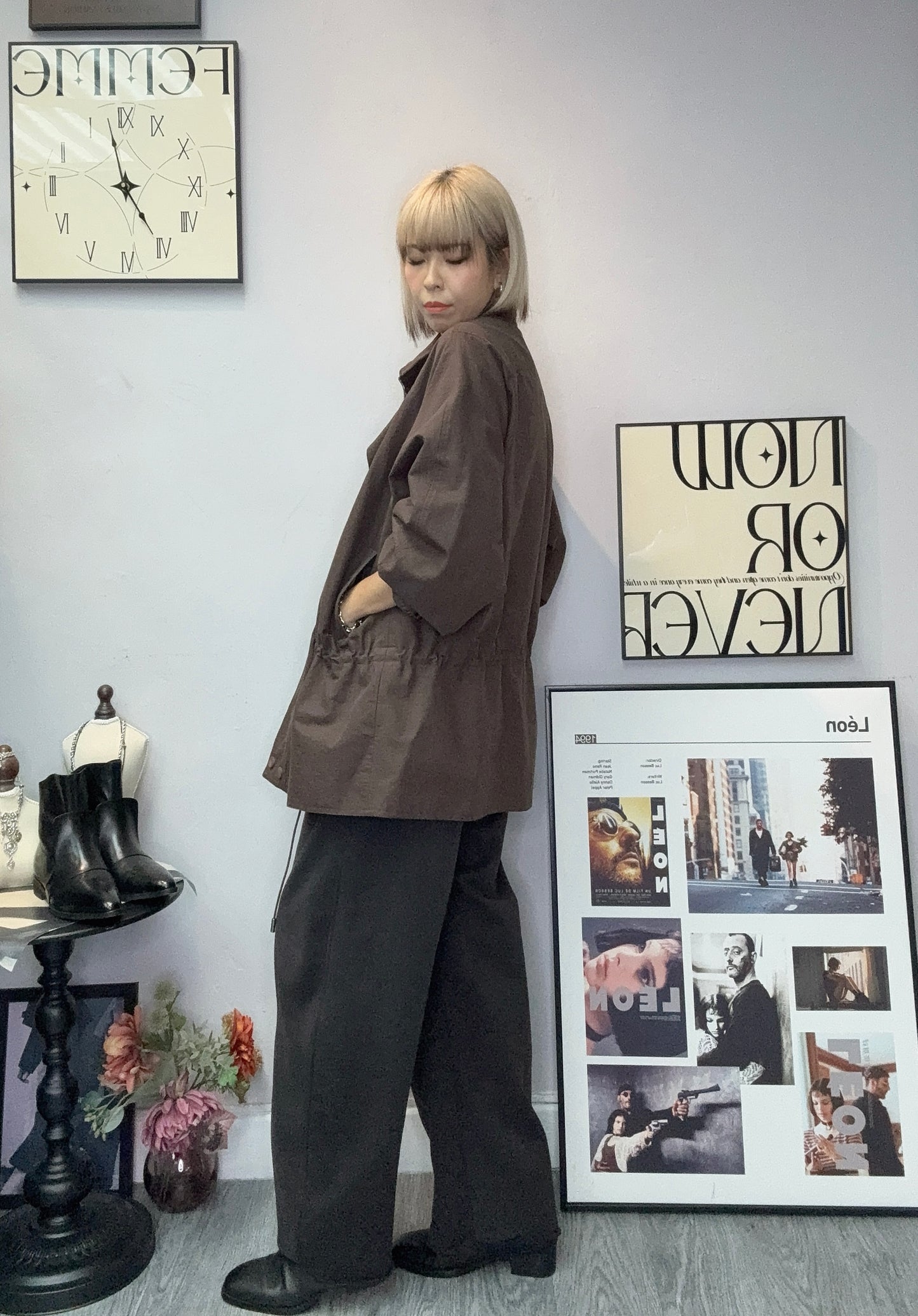 Fake two piece tunic zip jacket