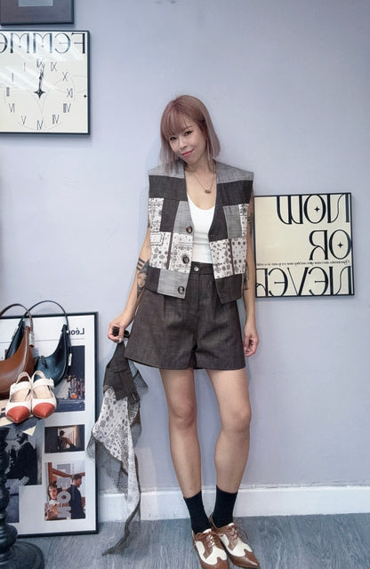 (-20%)Paisley pattern shorts set #00827