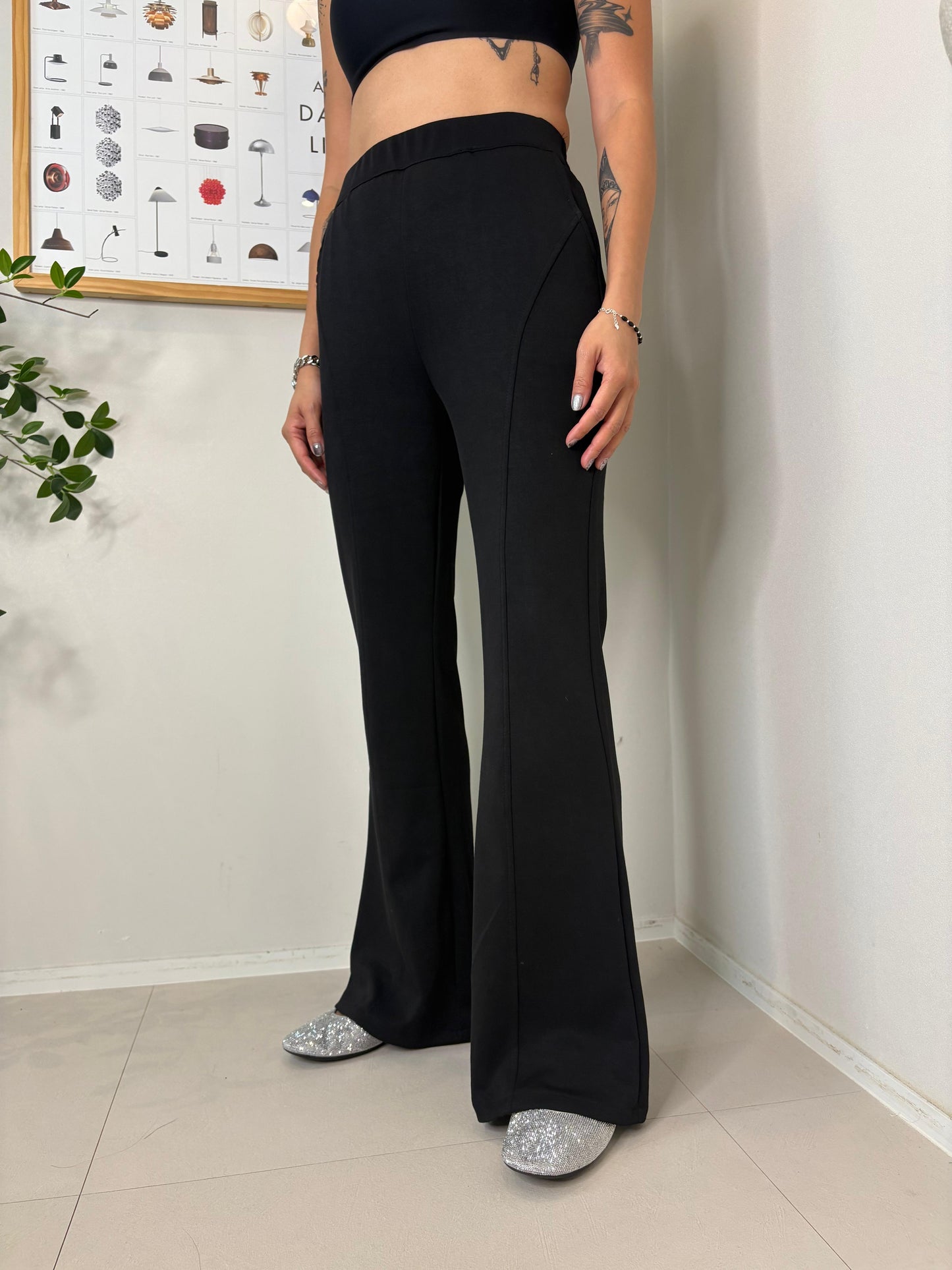 (Promotion-20%) mask texture slim flare pants #00671