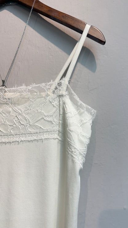 Front lace rib cami #00745