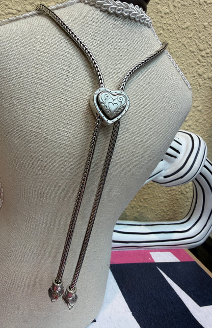 Engraved heart-shaped lariat necklace #ass001