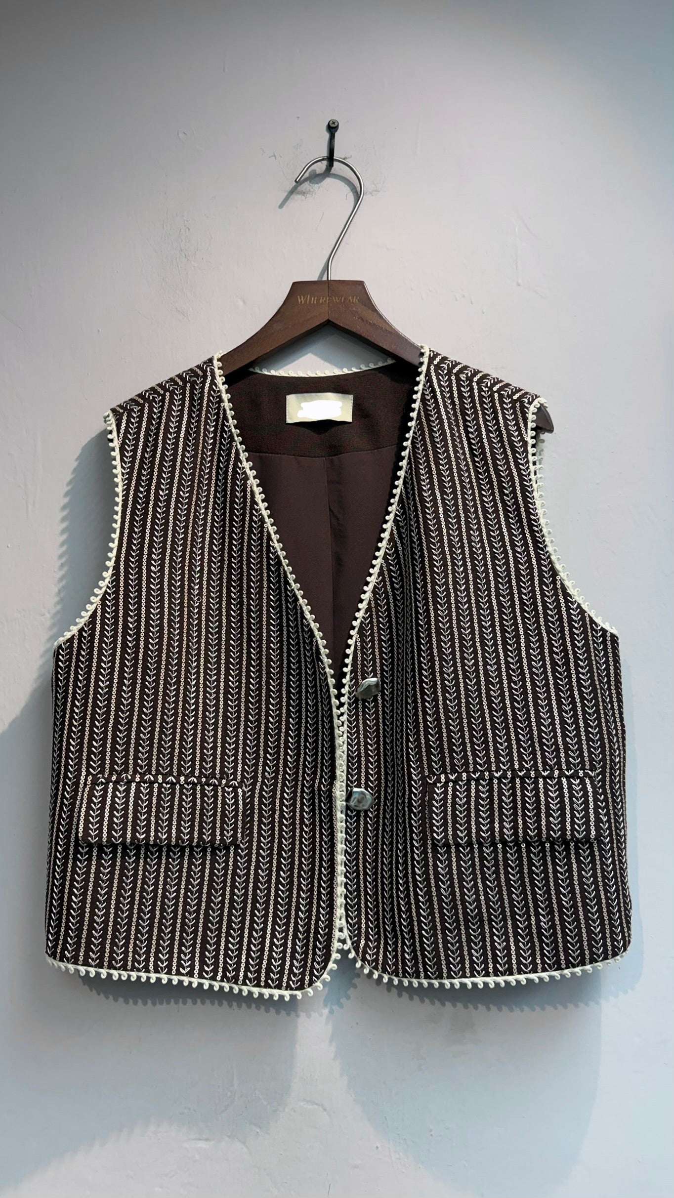Alphabet embroidery pattern vest outer #00628