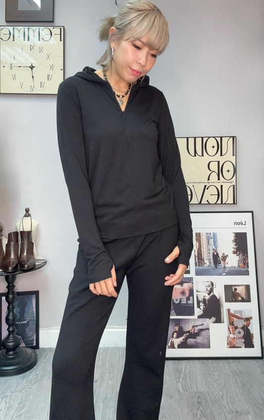 With hat half zip tee #00063