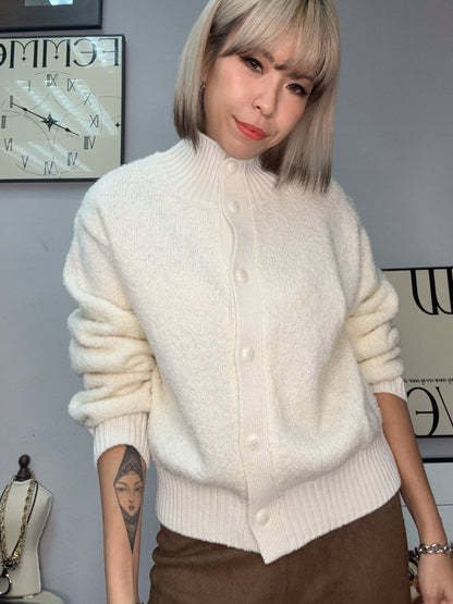 Stand collar short knit cardigan #00044