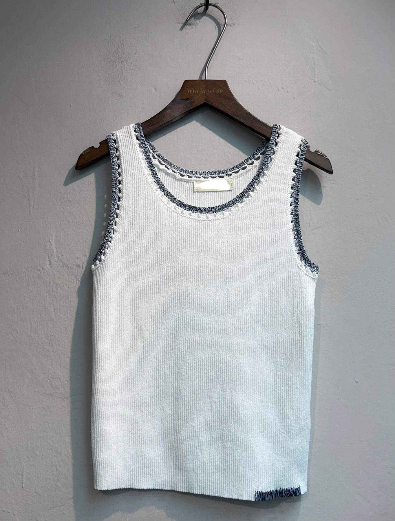 Tweed collar knit tank #00664