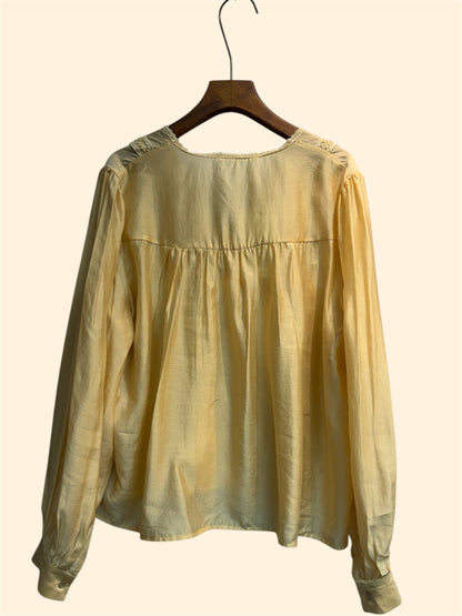 V neck lace front buttons blouse #00319