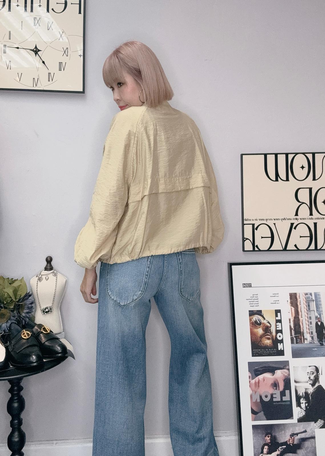 （-20% Off）Puff Sleeves Zip Jacket