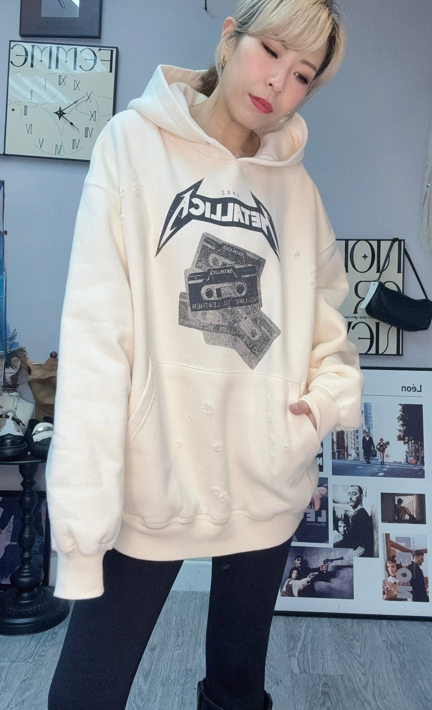 (-30% off) Cassette printed with hat sweater #00223 (last 1)