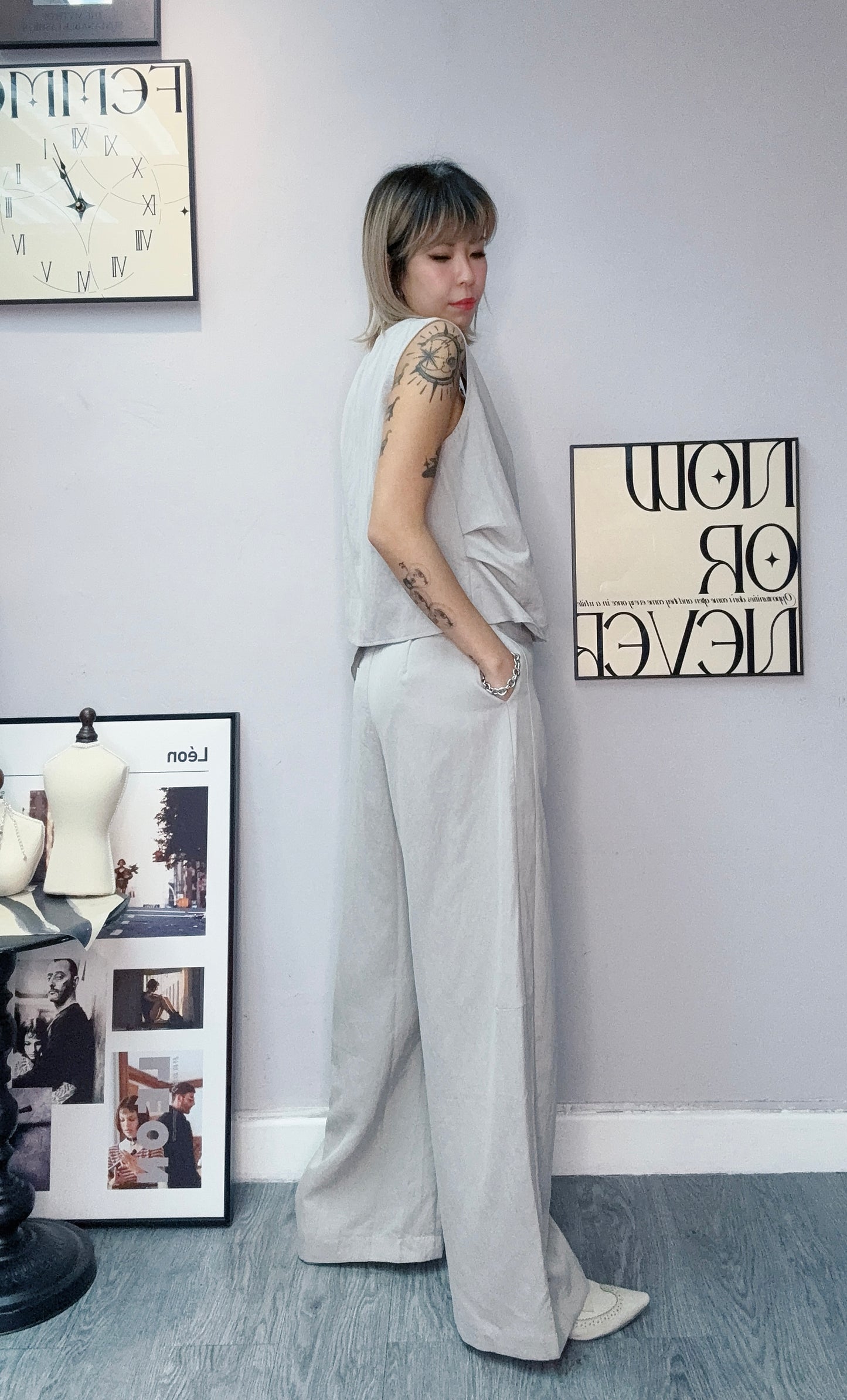 V neck tank top X pants set #00558