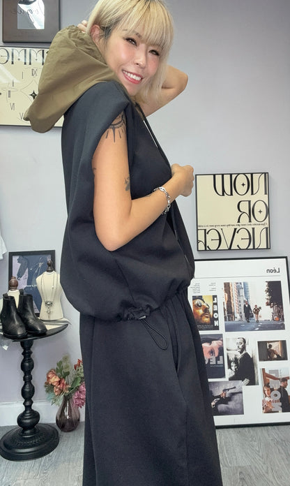 Two tone vest hoodie