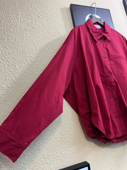 Wire shirt collar back puff hem outer #01016