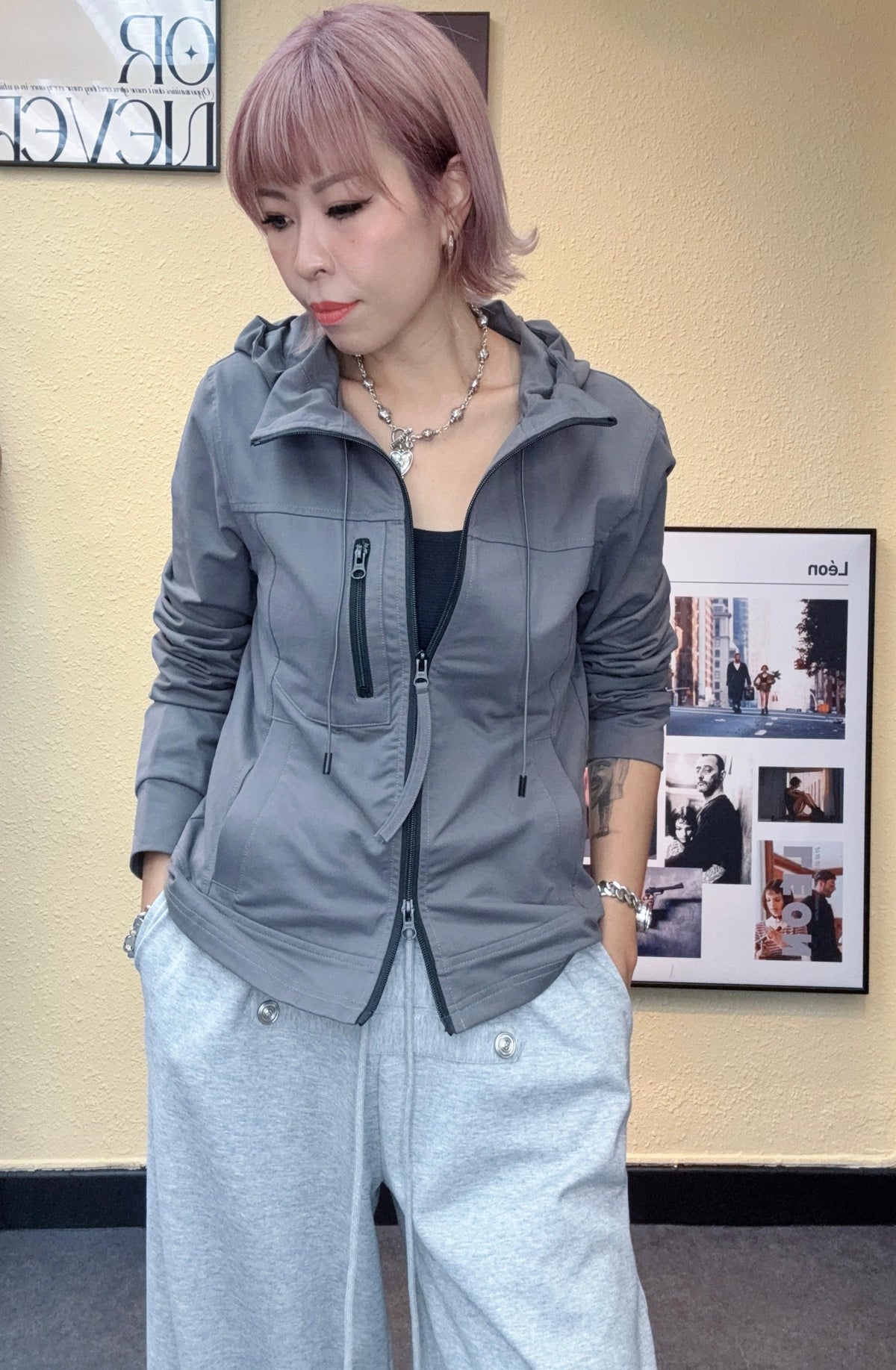 With hat black zip outer #00879