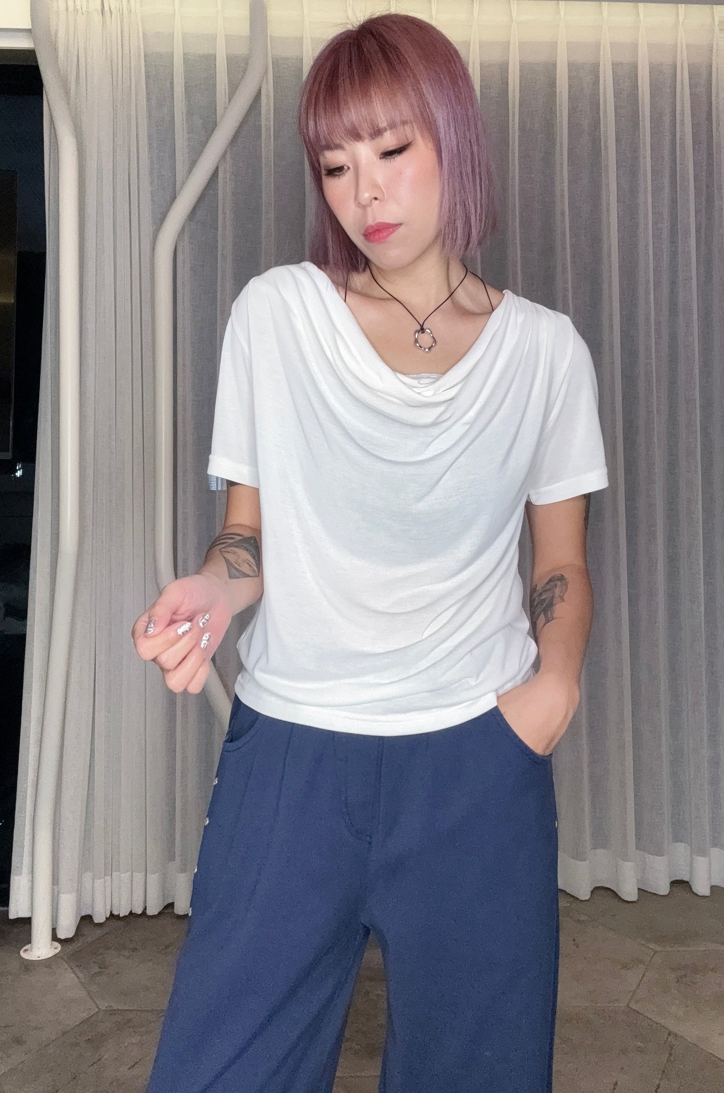 Big collar tee #00805