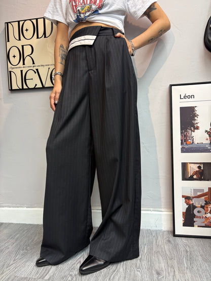 👍🏻Foldover waist stripe trousers #00641