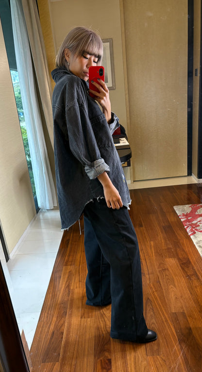 Embroidery patch denim shirt