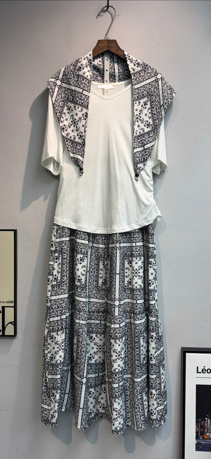Ethnic pattern skirt set #00757