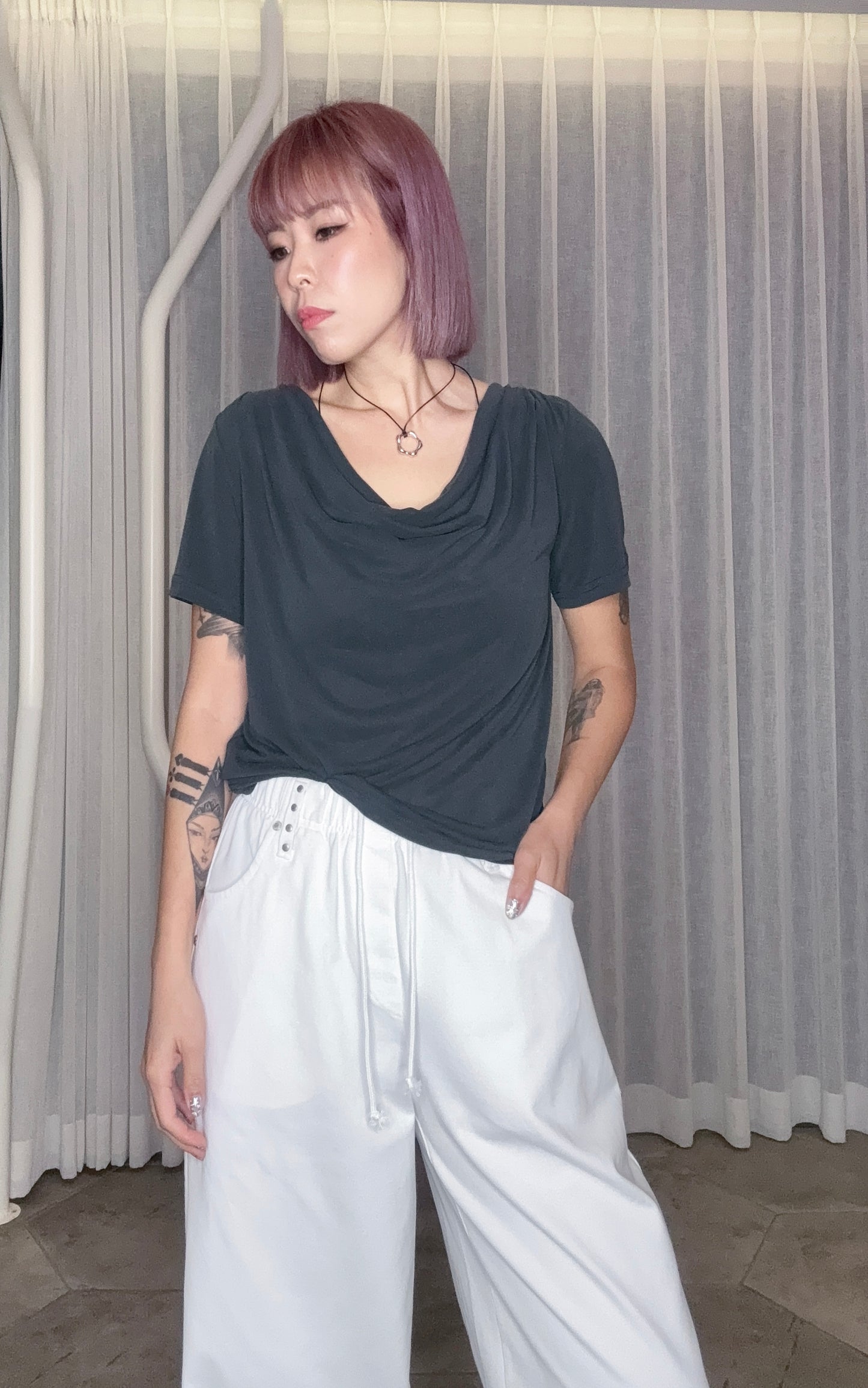 Big collar tee #00805