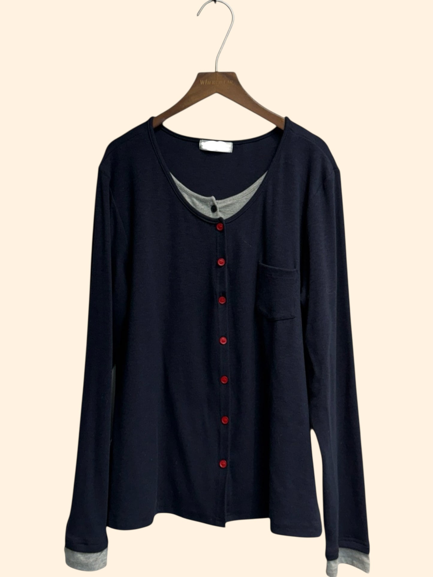 Fake two piece front buttons rib top #00144