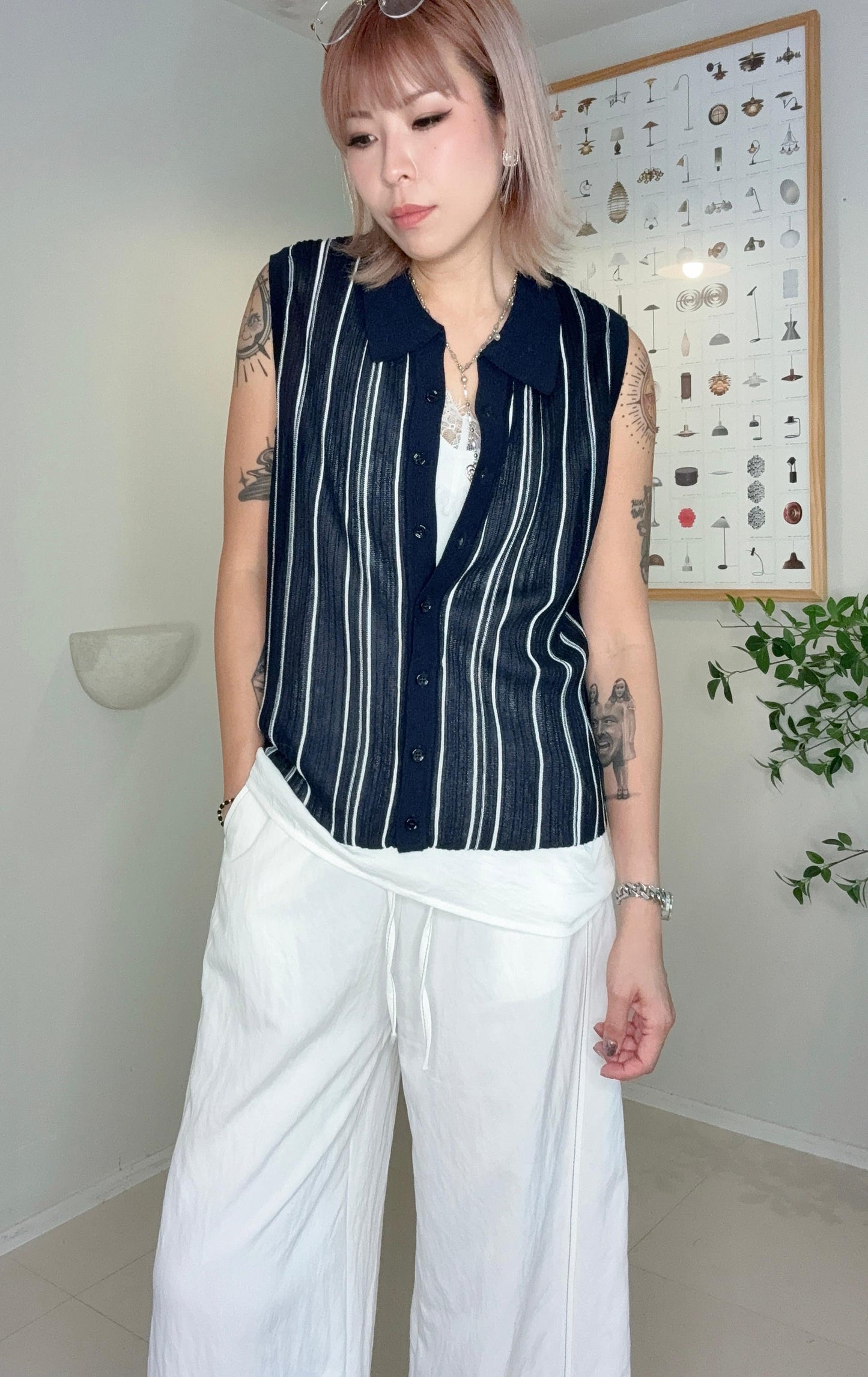 Striped polo knit #00690