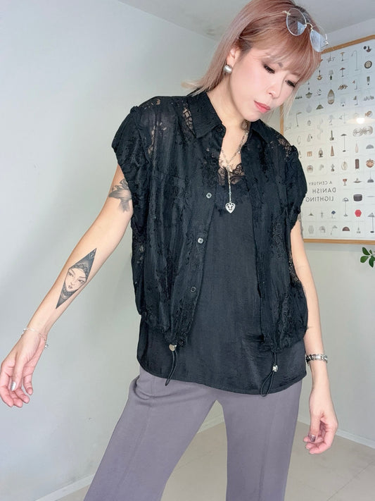 (Promotion -20%)Full lace short shirt #00669