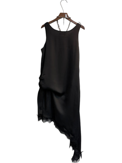 Lace hem silky fabric short dress #00395