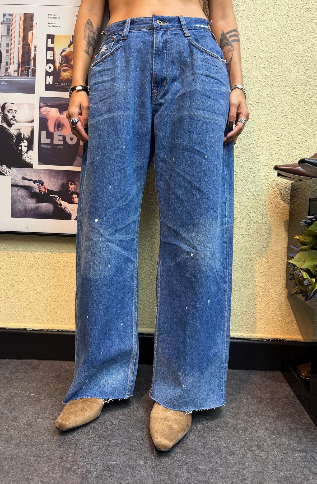 Ink printed jeans #00994