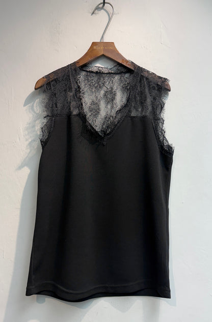 (-20%)Half lace space cotton tank #00781
