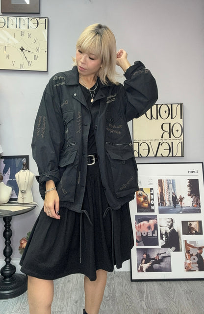 Embroidery Words trench coat