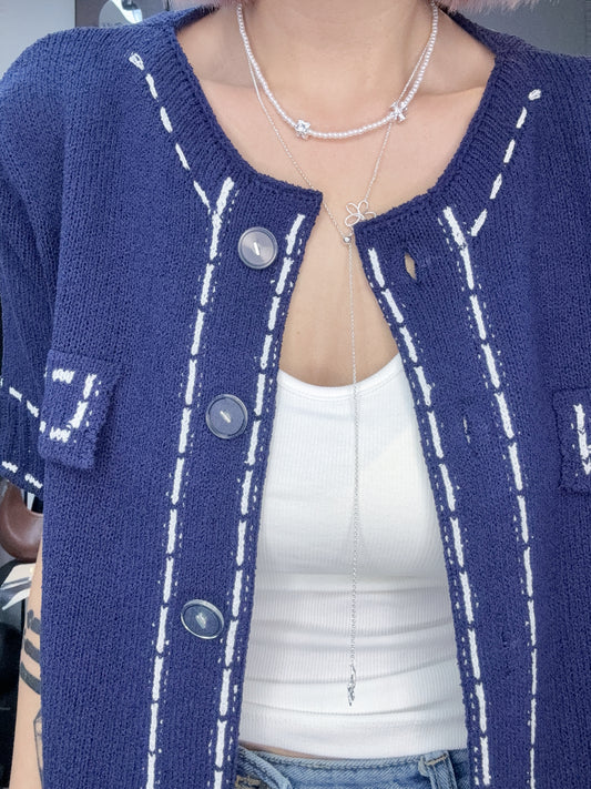 Weaving line knitted cardigan #00816